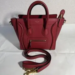 CELINE セリーヌ ラゲージ ナノ ショルダーバッグ 赤 レッド