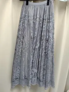 ミッシュマッシュ グレー レースロングスカート Mサイズ