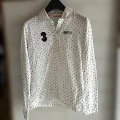 adidas ドット柄 長袖ポロシャツ L