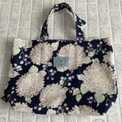 ハンドメイド トートバッグ 花柄 ネイビー
