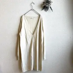 【ソウルベリー】(L)ロングカーディガン アイボリー Vネック 秋冬 リラックス