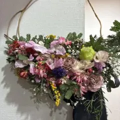 ドライフラワースワッグリース～ミモザ*ローダンセ*スターチス゜