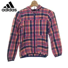アディダス adidas フード付 チェックジャケット サイズ S レディース