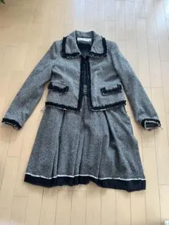 グレー ブラック ツイード スーツ セット コンサバ