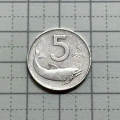 イタリア 5リレ 1951年 アルミニウム貨 古銭 硬貨 貨幣のサムネイル