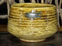 骨董品 野田東山 黄瀬戸焼 黄瀬戸茶碗 抹茶碗 茶道具　共箱 骨董品 野田東山 黄瀬戸焼 黄瀬戸茶碗 抹茶碗 茶道具 夏茶碗 志野焼 鼠