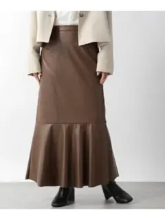 LOWRYS FARM レザーマーメイドスカート ブラウン L