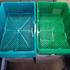 青と緑のプラスチック収納バスケット 10点セット