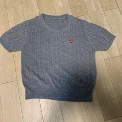グレー リブ編み 半袖セーター