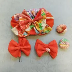 リボン 髪飾り アンティーク　リメイク　菊の花　花　七五三　ヘッドドレス　366