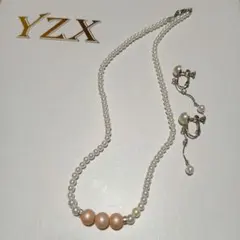 ハンドメイドパールネックレスとイヤリングセット卒業式入学式