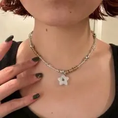 星★ エッグシェル オレンジビーズネックレス ウィッシュコア