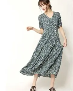 FRAY　I.D カシュクールフラワーワンピース グリーン