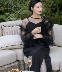 【forksy.】オケージョンドレス　チュールトップスブラックSALE¥5555