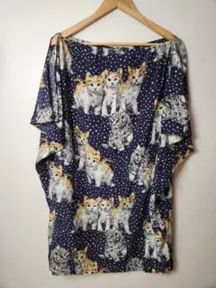 Paul & Joe 猫プリント 半袖ミニワンピース サイズ1