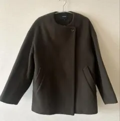 ロートレアモン　クルーネックショートコート　カーキ　ウール