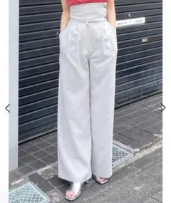 MURUA ウエストフォルドワイドパンツ ライトグレー