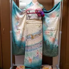 振袖フルセット 銀通し 辻ヶ花 作家物 花絞り 金彩 成人式振袖 振袖 裄