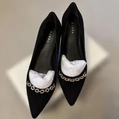 RANDA ブラック ポインテッドトゥパンプス