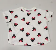 Disney ミニーちゃん 総柄 Tシャツ 80cm アイコン 裾ラウンド