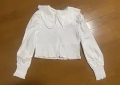 zara 襟付きブラウス　パフスリーブ　フレンチガーリー