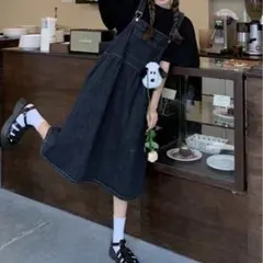 ダークデニム サロペット Aライン