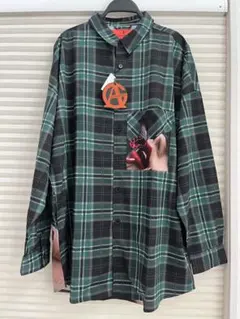 新品　GALLS ADDICTION チェック柄ネルシャツ　緑　グリーン　F