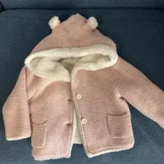 フリース裏地付きニットアウター（ピンク）