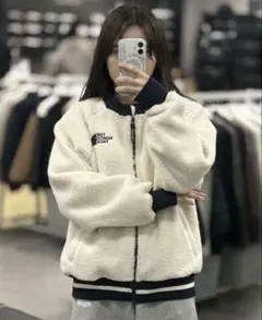 L クリーム　白系　フリース　ボア　ジャケット ノースフェイス 【韓国限定】