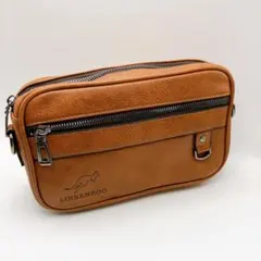 【新品未使用】レザー調　ショルダーバッグ　ブラウン　メンズ　ファスナー