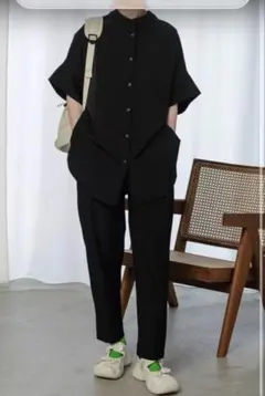 バンドカラーシャツ（UV/接触冷感/撥水加工）、パンツセット