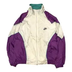 90s NIKE ナイロンジャケット 切替カラー スウォッシュ刺繍 ヴィンテージ
