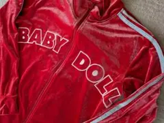 【美品】ベロア生地　赤色　トラックジャケット　ジャージ　ベビードール　Lサイズ