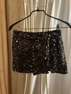 ブラウン スパンコール ミニスカート