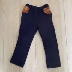 moujonjon. キルティングネイビーパンツ チェックポケット付き