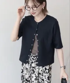 AMERICAN HOLIC 【UVカット・遮熱・吸水速乾】リブ半袖カーディガン