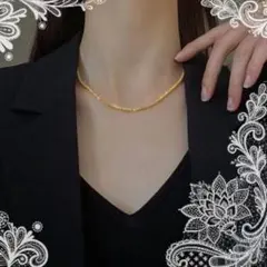 【大人気ネックレス】+18K ゴールド キラキラチェーン ユニセックス