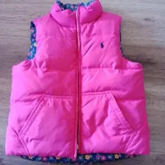 Polo ピンク 花柄裏地 ベスト 110cm以下用