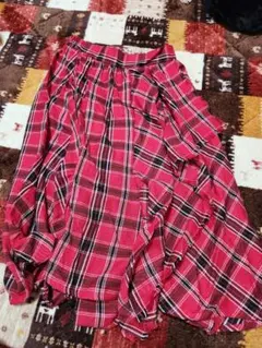 赤と黒のチェック柄フレアスカート Mサイズ