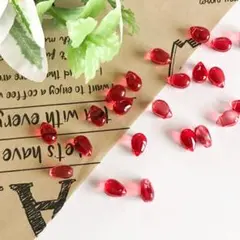 【1336】ガラスビーズ ドロップ レッド 小 20個 350円