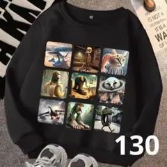 イタリアンブレインロット トレーナー 130cm 黒 長袖 裏起毛 海外ミーム