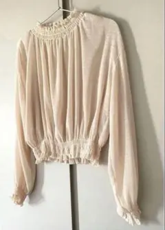 nano・universe パフスリーブシャーリングブラウス