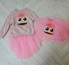 週末価格　モッピーコスプレ2点セット ピンク チュールスカート×2とトップス×1