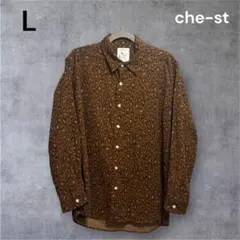L ヒョウ柄 コーデュロイシャツ 綿100% 日本製 派手シャツ 長袖 シャツ