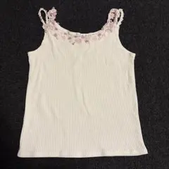 ウィルセレクション フラワー　刺繍　レース　キャミソール　ホワイト