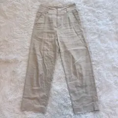 ビューティー&ユース 麻混 ワイドパンツ リネン ベージュ M 大人カジュアル