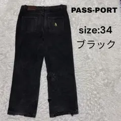 PASS-PORT パスポート　デニム　34 ブラック　ストリート　スケボー
