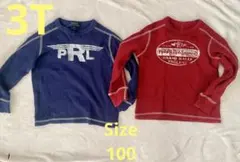 ラルフローレン　長袖シャツ　Tシャツ　３T　１００　レッド・ネイビー　2枚組