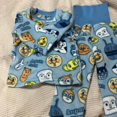 値下げ　アンパンマン フリースベビーパジャマ 青色 90