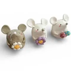 ねずみのマスコット耳飾り｜ハンドメイド・片耳1点｜『もりぶーつの森 